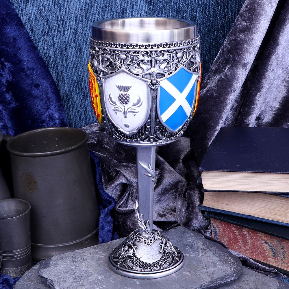 Nemesis Now Goblet of The Brave Scottish Shield Chalice - Resin with Stainless Steel Insert
