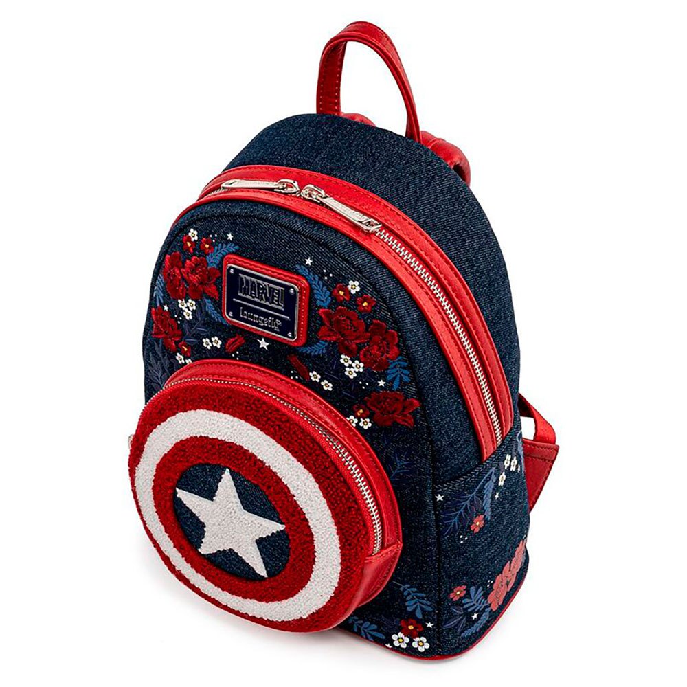 Loungefly Marvel Captain America Mini-Rucksack zum 80. Jubiläum mit Blumenschild 3
