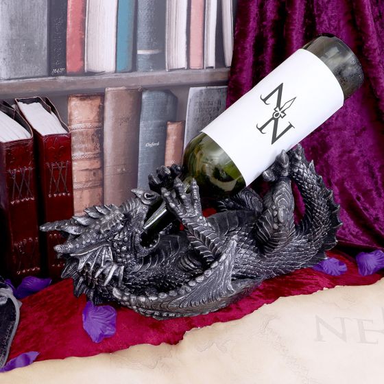 Nemesis Now Guzzlers Dragon Wine Bottle Holder - Black Resin, 32cm