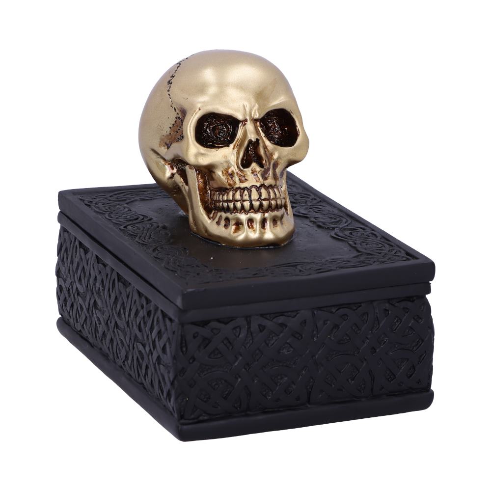 Nemesis Now Celtic Opulence Golden Skull Black Trinket Box, 11.8cm